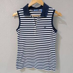 Izod Navy & White Striped Polo Tank Top